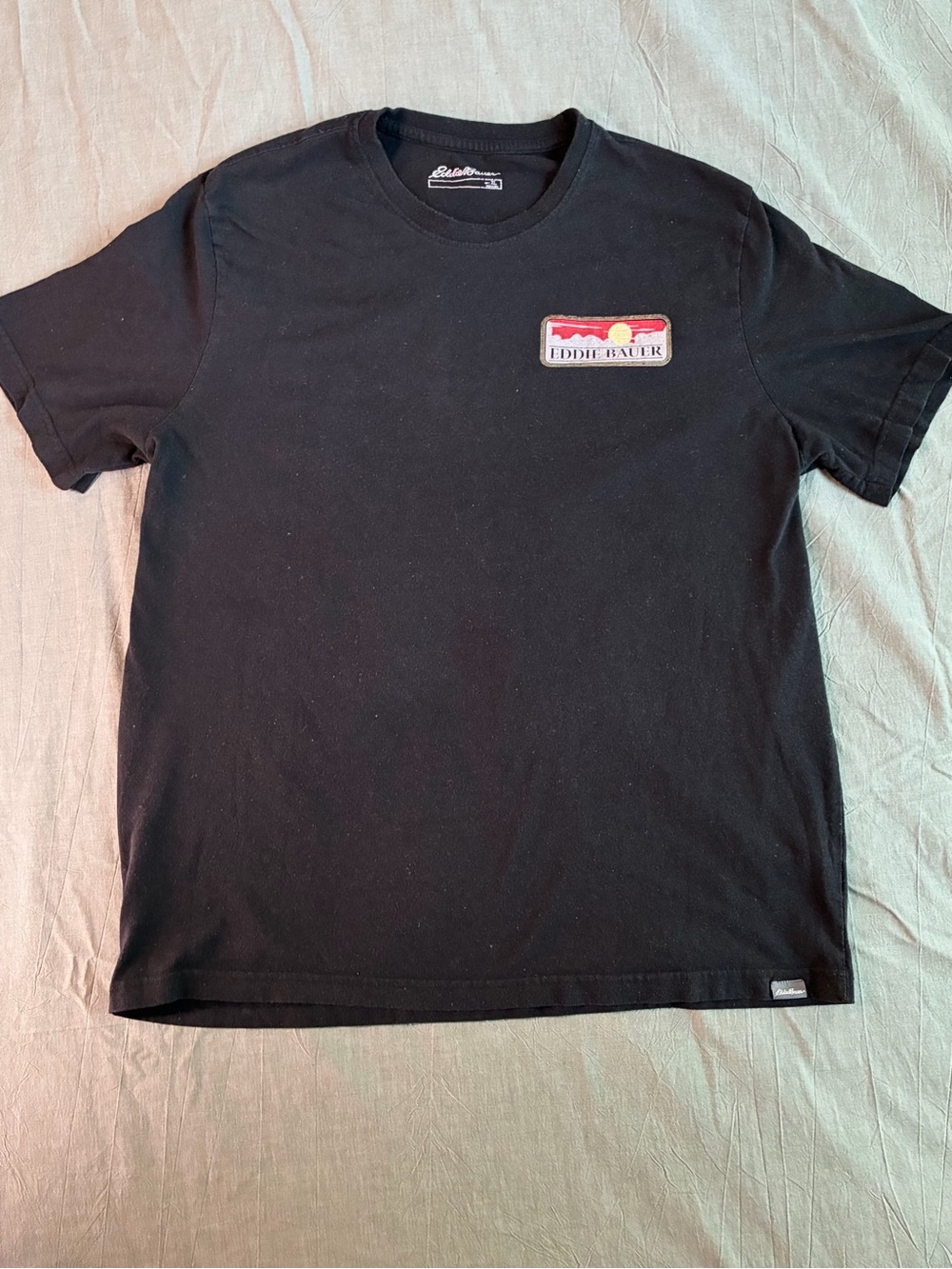 Eddie Bauer Men's Black Logo Patch Crew Neck T-Shirt Size XL